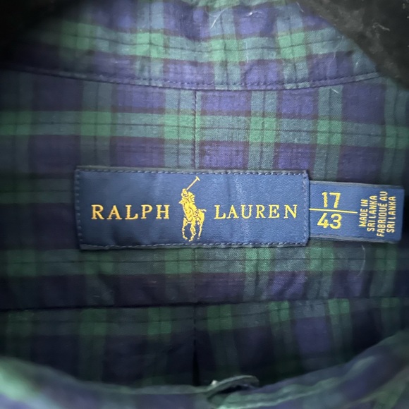 Men’s Polo by Ralph Lauren plaid button down shirt. Size 17/43 - Picture 2 of 5